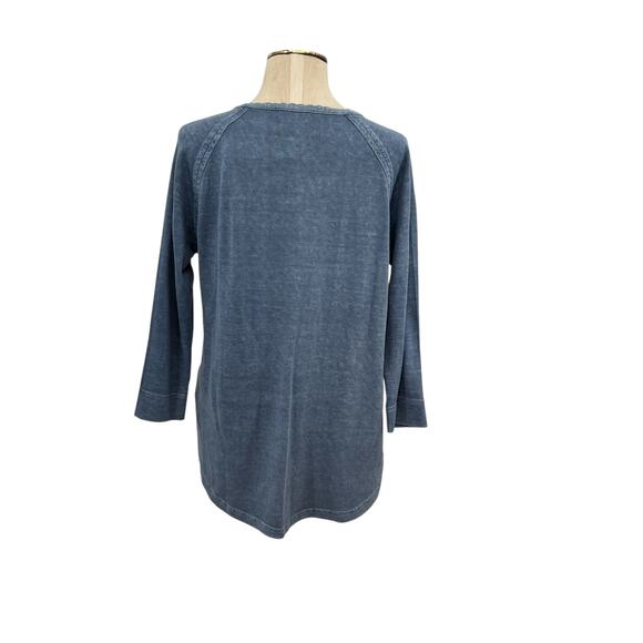 Wrap London Garment Dyed Top Blouse Tee Shirt Hemp Cotton Blue Size US 12 - Picture 6 of 12